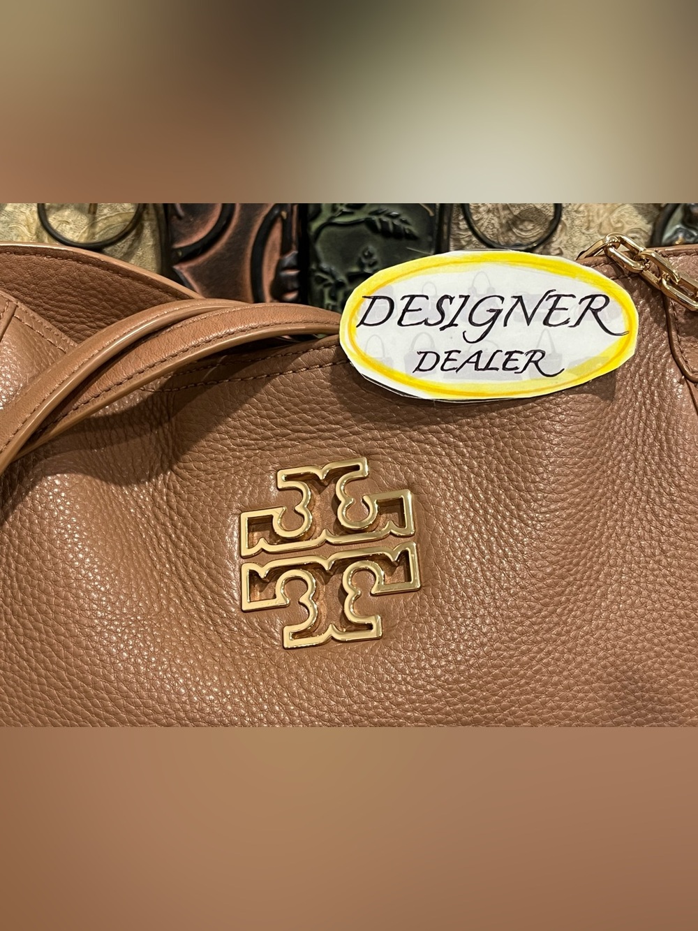 TORY BURCH Britten Small Chain Tote Brown VGC! - Picture 4 of 12